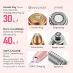 VG VOGCREST Eyebrow Facial Trimmer: 2 in1 Rechargeable Facial Hair Removal and Eyebrow Shaver - Face Lips Body Painless Facial Razor with Built-in LED Light (Pink)