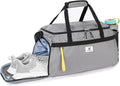 SKYSPER Gym Bag for Men & Women with Shoe Compartment, Carry-on Gym Duffle Bag for Travel and Sports, Workout Overnight Bag with Large Wet Pocket, Gray