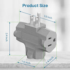 K KASONIC - 3-Outlet Grounding Adapter, [UL Listed] Plug Extender, Heavy-Duty Grounded Power Tap - 3 Pack (Multi-Color)