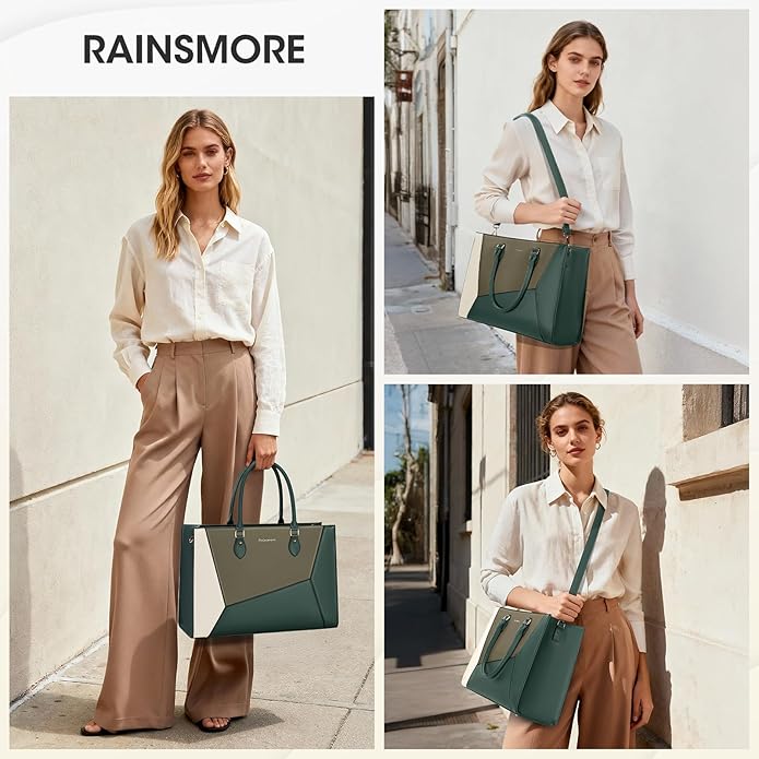 RAINSMORE Laptop Tote Bag for Women 15.6 Inch Large Women Work Bags Waterproof Business Office Teacher Bag Computer Briefcase