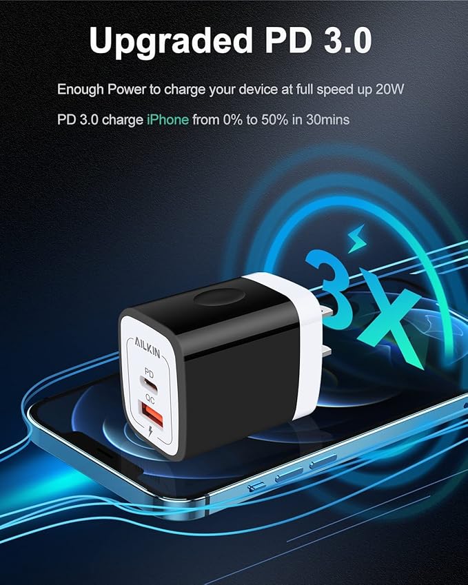 Galaxy S26 USB Type C Charger, Dual Port USB-C Wall Plug 20W PD & QC3.0 USB A Fast Charging Block for Samsung Galaxy S26 Ultra S25/S24/S23 S22/S21, iPhone 17e 17 16E 16 Pro Max USBC Brick Power Box
