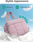 BAGSMART Gym Bag for Women, Carry on Travel Duffel Bag, Water-resistant Weekender with Shoe Compartment for Gym Travel Work, Purple, Medium