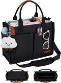 BESBESME Canvas Tote Bag for Women with Zipper & Compartments– Large Work & College Laptop Tote Crossbody Shoulder Bag