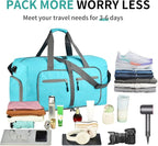 Dimayar 65L Travel Duffle Bag for Men Women - Foldable Duffel Bag with Shoes Compartment - Overnight Bags Waterproof & Tear Resistant(Mint Green)