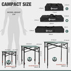 VILLEY Folding Camping Square Table with Carry Bag, Lightweight Aluminum Adjustable Square Table for Outdoor, Camping, Picnic, Backyards, BBQ, Medium