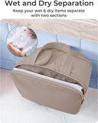 BAGSMART Travel Toiletry Bag, Crush Toiletry Bag for Women, Wide-open Puffy Toiletry Bags for Traveling, Large Travel Cosmetic Makeup Bag Organizer for Accessories,Toiletrie, Grayish Brown
