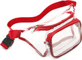 Veckle Clear Fanny Pack Stadium Approved - Adjustable 33-47 Inch Strap, Transparent Belt Bag for Women Men Fits 7.5-inch Smartphone, Waist Bag Clear Bag for Stadium Events, Sport, Concerts, Red