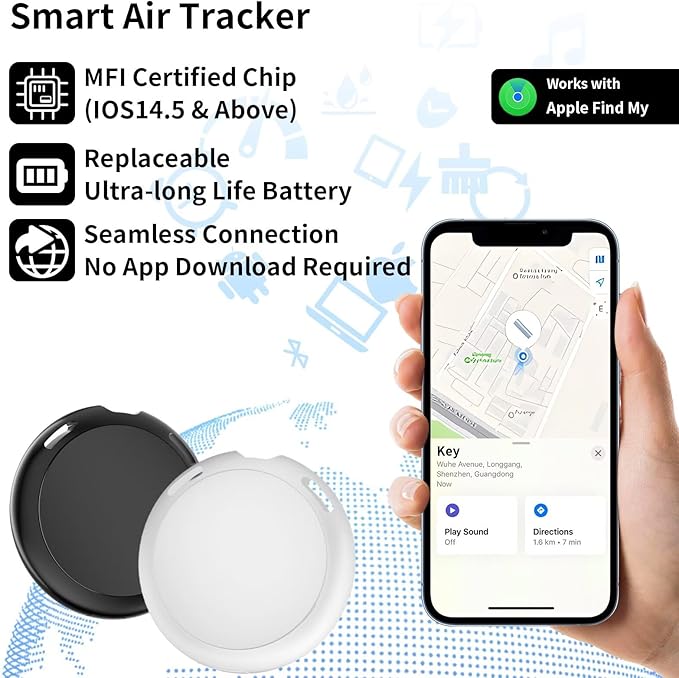 2 Pack GPS Trackers for Vehicles Work with Find My (iOS Only) Real Time Mini Car Item Finder Global Coverage Hidden Car Locator Tracking Device No Monthly Fee or Subscription No SIM Card Required