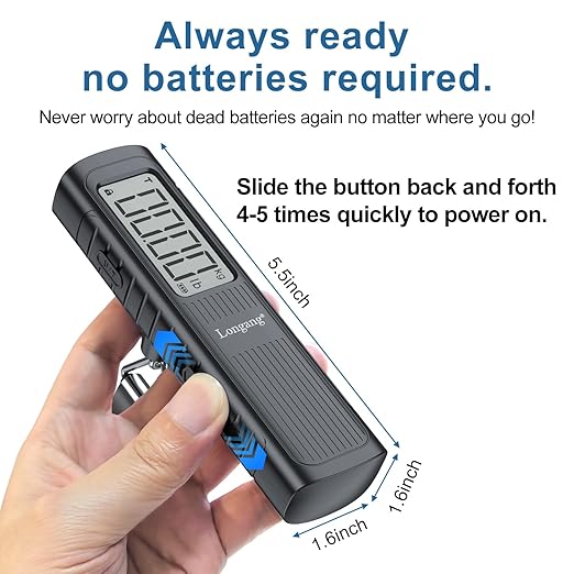 Battery-Free Digital Luggage Scale, 110lbs/50kg Portable Handheld Hanging Scale for Luggages, Suitcases, Backpacks & Bags, Easy Weighing for Travel, No Need Batteries (Black)