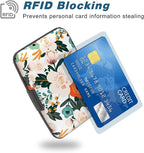 Credit Card Holder, Mini Aluminum Card Wallet RFID Blocking Slim Metal Hard Card Case for Women Men, Colorful Flowers