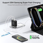 2Pack USB C Fast Charger Block, Total 60W 5-Port USB C Wall Charger 30W Type C Charging Block, 2USB C+3USB A PD 3.0 Multiport Charging Cube for iPhone 17 16 15 14 Pro Max, G-alaxy S26 S25 Ultra, i Pad