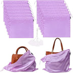 12 Pack Dust Bags for Handbags, Silk Cloth Bag With Drawstring Large Travel Storage Pouch for Handbag Purse Shoes Boots