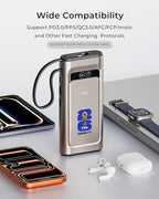 2026 FIFA Licensed 190W 20000mAh Power Bank for Laptop Portable Charger,3-Port USB-C PD Fast Charging Battery Pack with Built-in Retractable Cables for MacBook,Cell Phones,iPhone,iPad,Android,Samsung