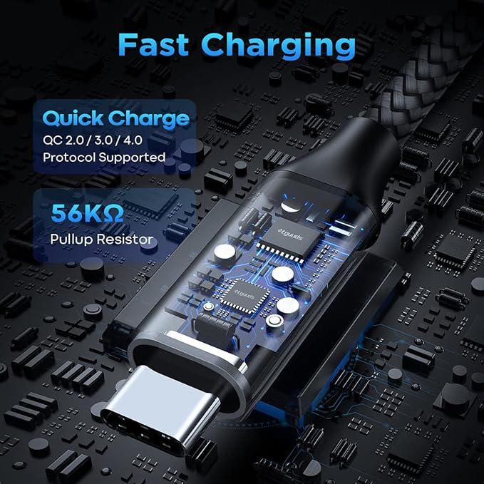etguuds USB C Cable [20ft/6m], 1-Pack, Long USB-A 2.0 to USB-C Cable, Fast Charging Type C Charger Cord Nylon Braided for Samsung Galaxy Note, LG, Moto, Pixel, Switch, and Other USB C Devices