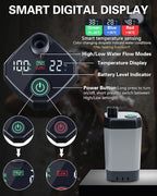 Beviliu Portable Shower for Camping, 6000mAh Rechargeable Camping Shower with Digital Power & Temperature Display, Portable Shower for Camping, Beach, Outdoor Travelling, Hiking, Pet Cleaning
