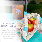 Lotus Reusable Produce Bags - Organic Cotton Washable Produce Mesh Bag for Vegetable Storage, Eco Friendly Reusable Produce Storage Fruit Bag Mesh for Groceries (3 Size Cloth Bags)