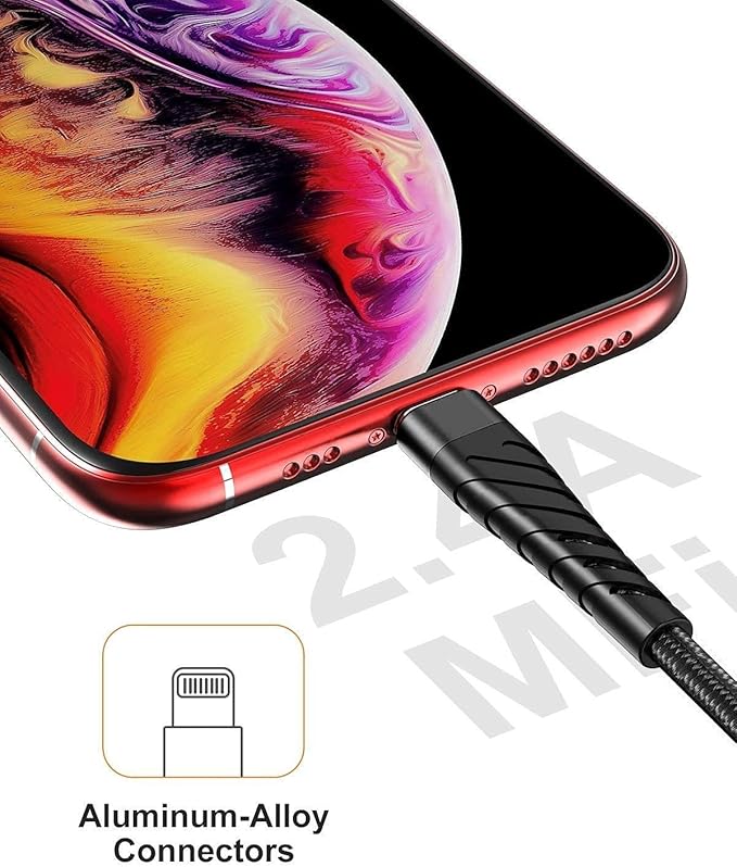 Charger Cable 10ft for【Apple MFi Certified】,(2 Pack) CyvenSmart 10 Foot Lightning Cable Fast Charging Cord for iPhone 11/11 Pro /11 Pro Max/XS/XS Max/XR/X/8/8 Plus/7/7 Plus/6(Black)
