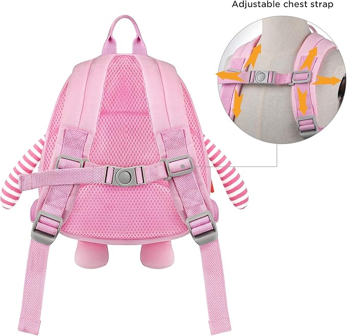GAGAKU Toddler Backpack with Leash - Mini Kids Backpacks for Girls 2-5 Years Child Safety Backpack 3D Cartoon Animal Anti-Lost Preschool Backpack - Pink