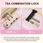 5 Piece Luggage Set w/TSA Locks & USB Port, Front Opening Hard Shell Luggage Sets, Expandable Suitcase Set with Wheels and Cup Holder(20"/24"/28") (Pink)