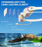 7 in 1 Swim Goggles + Swim Cap for Men Women,No Leak Anti-Fog & UV, Wide Visio HD Mirror PC Lens
