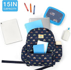STEAMEDBUN Corduroy Kids Backpack for Boys and Girls 5-8: Boys Backpack for Elementary Kindergarten - 15 inch Cute Backpacks for Kids - Car