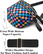 Black and White Checkered Crossbody Bag Bum Bag for Women,Spacious Checkered Purse Fanny Packs Belt Bag