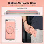 Magnetic 10000mAh Portable Charger for iWatch & iPhone, PD Fast Charging Wireless Power Bank Built-in Cables and Wall Plug, External Travel Battery Pack Compatible with iOS Android Phones