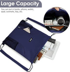 WANDF Drawstring Backpack with Shoulder Pad Sports Gym Backpack with Mesh Pocket String Bag for Women Men (Navy Blue)