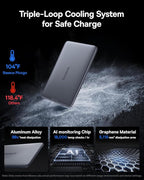 Baseus Picogo Power Bank, 0.3" Ultra Slim 5000mAh MagSafe Portable Charger PICOGO 67W USB C Charger, Smallest 3 Port Fast Charging Block with Foldable Plug