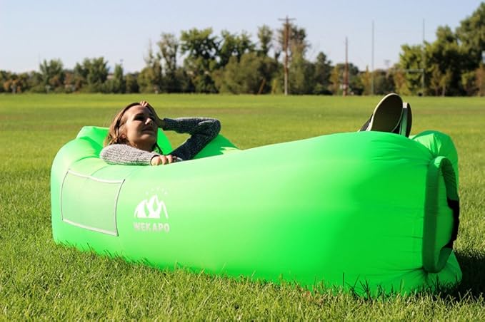 WEKAPO Inflatable Couch Air Lounger Chair - Camping & Beach Accessories, Portable Blow up Sofa for Hiking, Lawn, Indoor/Outdoor Movies & Music Festivals. Lightweight and Easy to Set Up Air Hammock