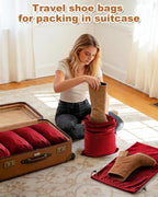 2 Pcs Shoe Bags for Travel, 21.2"x13.3" Large Boot Bags for Cowboy Boots, Washable Velvet Dust Bag with Drawstring for Dress Shoes, Handbags and Clothing, Suitable for Travel and Home Storage