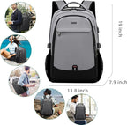 DUSLANG 17 Inch Travel Laptop Backpack Water Resistant College Backpack for Men/Women Laptop Bag with USB Charging Port, Light Grey and Black