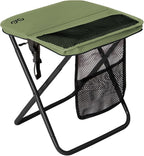 CAMDOOR Portable Collapsible Stool, 16″Folding Stool with 3 Side Pockets and Shoulder Strap, Extra Large Camping Chair Supports 400 lbs, Ultralight Portable Seat for Outdoor, Hiking, Fishing (Green)
