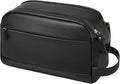Large PU Leather Toiletry Bag for Men - Water Resistant Travel Bag for Toiletries, Bathroom Essentials, Accessories - Black