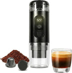 Portable Espresso Maker,Electric Travel Coffee Machine with Self-Heating and 20 Bar Pressure USB-C Rechargeable, Smart Display, 2-in-1 Capsule and Ground Compatible for Camping, RV, Car and Office