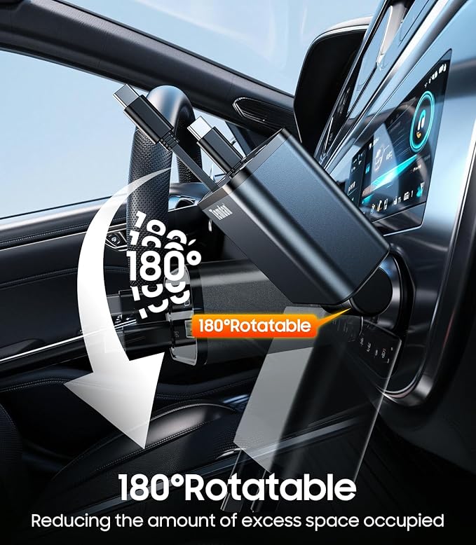 69W Retractable Car Charger, 4 in 1 Fast Charger USB C Car Truck Accessories for Men Women, Car Accessories for Valentines Day Gifts for Him Her, Travel Essentials for iPhone 17 Pro Max,Galaxy