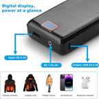 7.4V 20000mAh Rechargeable Power Bank with USB Cable, Fast Charge Battery Packs with LED Display for Heated Jacket, Heated Vest, Heated Hoodie, Heated Socks, Smart Mobile Devices