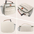 Genteen 2 Packs Lunch Box for Men Women Adults Kids - Insulated LunchBox Reusable, Zip Closure & Buckle Handle, Portable Cooler for Work, School, Travel (Black+White)