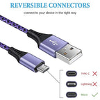 Micro USB Cables [4Pack/6Ft] AILKIN Android USB 2.0A Male to Micro B Charger Cord, Fast Charging Speed Data Wire Nylon Colored Braided Powerline Cable for Samsung Galaxy S7 S6 J7 J3 J8 A01 Kindle Fire
