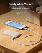 Belkin MagSafe Power Bank 5,000mAh, Ultra-Slim Portable Charger Magnetic Back Supports MagSafe Accessories On-The-Go, Wireless Battery Pack w/USB C Cable for iPhone 17, Pixel 10, Travel - Sand