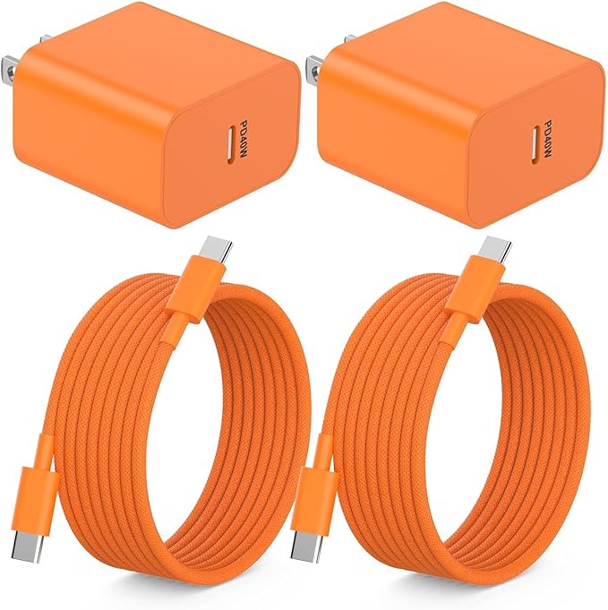 iPhone 17 16 15 Fast Charger,[MFi Certified] 2Pack 40W USB C Wall Charger Block with 10FT USB C to USB C Charging Data Sync Woven Cable for iPhone 17/17Air/17Pro Max/16 Pro Max/16Pro/16/15ProMax/15Pro