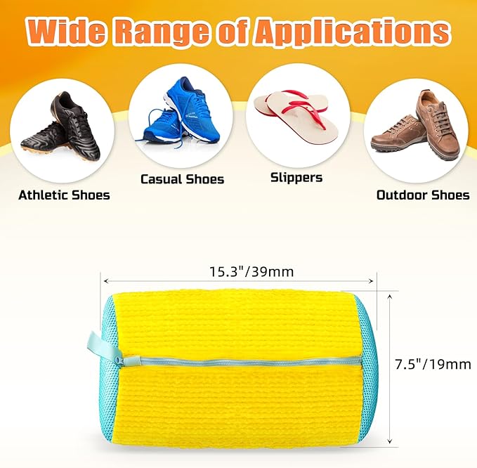 Shoe Washing Machine Bag, Shoe Laundry Bag, Shoe Cleaning Bag for Sneaker Tennis Shoes Unstain Cleaner Kit, Yellow