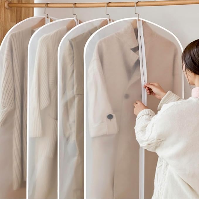 20 Pack Combo Size Clear Garment Bags for Hanging Clothes with Full Zipper for Closet Storage, Clothes Cover For Hanging, Wardrobe Bags for Hanging Clothes.(120 x 60CM x 10P, 100 x 60CM x 10P)