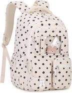 PIG PIG GIRL Corduroy Backpack Kids Backpack for Girls School Bags for Middle School Students Book Bag for Elementary Primary Kawaii Ita Backpack, Flower