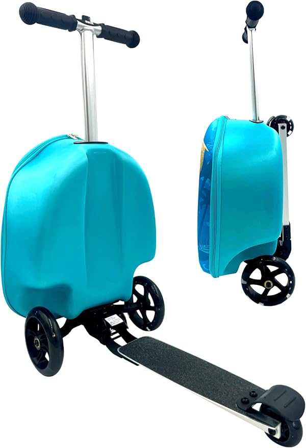 Fast Forward Moana 18" Ride-On Suitcase Scooter - Lightweight Carry-On Foldable Scooter Luggage