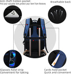 DUSLANG 17 Inch Laptop Backpack for Travel with Backpack Rain Cover College Backpack for Men Laptop Bag with USB Charging Port,Blue