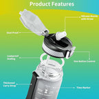 QLUR Water Bottle with Straw, 27oz Motivational Water Bottles with Time Marker to Drink, Tritan BPA Free, 750ml Sports Water Bottle with Carry Strap LeakProof for School Fitness Outdoor (1Pack)