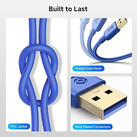 Cable Matters 5Gbps USB 3.0 Cable - 6ft, Male to Male USBA to USBA Cable, USB Cord, Blue