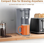 Horavie Small Single Serve Coffee Maker, Fast Brew One Cup Coffee Machine for K Cup and Grounds, 6 to 12 oz. Brew Sizes, Capsule Coffee Machine with Descaling Reminder and Viewing Tank, Grey