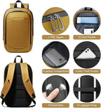 hk Business Backpack for Men 17 Inch,Slim & Expandable Waterproof Travel Laptop Backpack with USB Charger Port (Yellow)